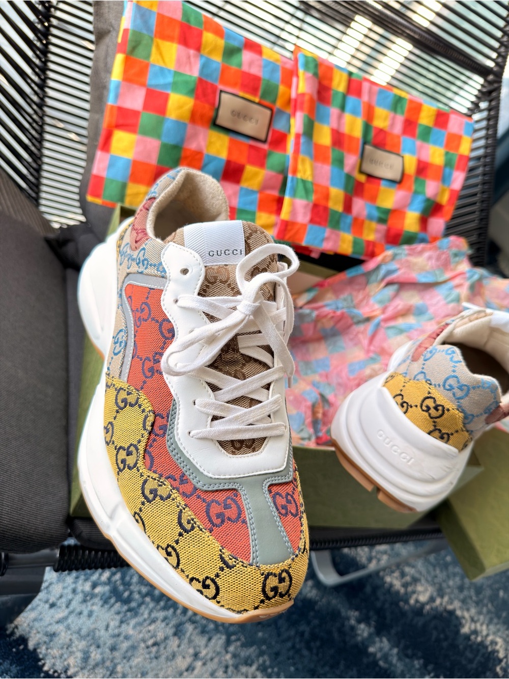 Gucci Kids Multicolor GG Logo Patchwork Sneakers